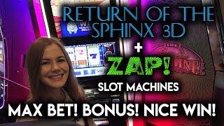 Trying ZAP! For the first time! Max Bet got the 7X Multiplier! Great WIN on Sphinx 3D Slot Machine!