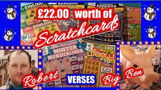Wow..what Scratchcard game..Robert Vs BIG BEN.£22 of cards..£250,00..Blazin7.Lucky Lines