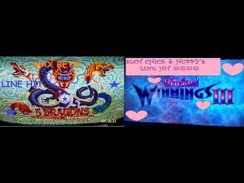 Aristocrat *Wicked Winnings 3 & 5 Dragons(MAX BET) | Nice Line Hits