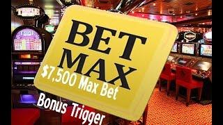 $7,500 Max Bet Bonus Trigger High Stake Slot Handpay Vegas Elite High Roller Video Machine Blazing 7