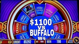 $1100 Live Slot Play at Buffalo Deluxe  Wonder 4 Slot Machine ! $10 Max Bet Bonsues