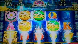 Lotus Land Tiger's Winnings Slot Machine Bonus - 13 Free Games with Wild Multipliers, Nice Win