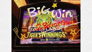 •LOTUS LAND Tiger's Winnings Slot machine (KONAMI)•2 BONUS WIN•$1.80 Bet