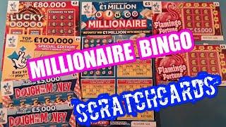 Millionaire BINGO Flamingo..Dough me Money..Lucky Bonus..3-Ways to Win.£100,000 yellow