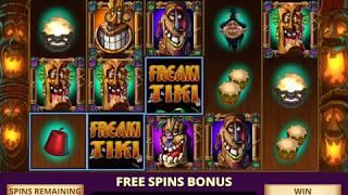 FREAKI TIKI Video Slot Game with a RETRIGGERED LUAU FREE SPIN BONUS