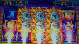 Rising Fire Dragon Slot Machine Bonus + 2 Retriggers - 24 Free Games with Added Wilds, Nice Win