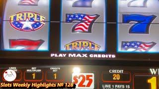 #128 Slots Weekly Highlights for You who are busy⋆ Slots ⋆Triple Stars $25, Wheel of Fortune $100 A Spin 赤富士