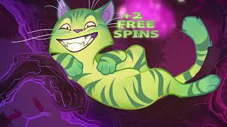 ALICE & THE MAD WINS Video Slot Casino Game with a CHESHIRE CAT FREE SPIN BONUS