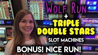 Triple Double Stars!! NICE WIN! Wolf Run Slot Machine BONUS!