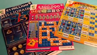 Wow!...Winner..NEW BLUE 10 pound Scratchcard...MILLIONAIRE 7's..CASH WORD..LUCKY LINES