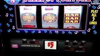 High Limit Slot Machine Jackpot  $5 Wheel of Fortune Hand Pay